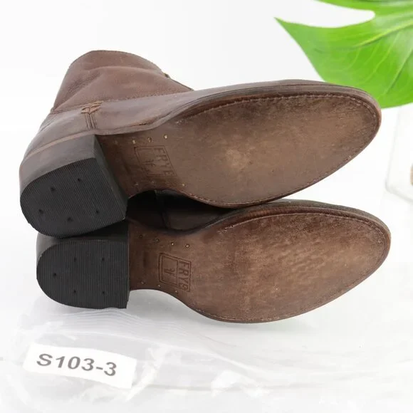 Frye Womens Diana Stitch Boots Size 6 Brown Leather Western Booties Block Heel - Picture 7 of 14